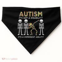 Autism It's A Different Ability Funny Dabbing Skeleton Gifts USA-Made Doggie Bandana thumb 0