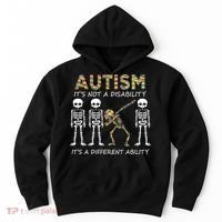 Autism It's A Different Ability Funny Dabbing Skeleton Gifts Hoodie thumb 0