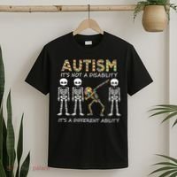 Autism It's A Different Ability Funny Dabbing Skeleton Gifts T-Shirt thumb 2