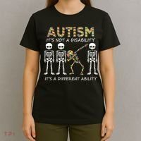 Autism It's A Different Ability Funny Dabbing Skeleton Gifts T-Shirt thumb 4