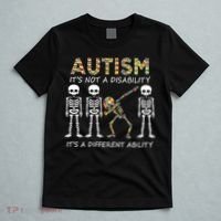 Autism It's A Different Ability Funny Dabbing Skeleton Gifts T-Shirt thumb 5