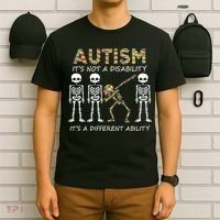 Autism It's A Different Ability Funny Dabbing Skeleton Gifts T-Shirt thumb 6