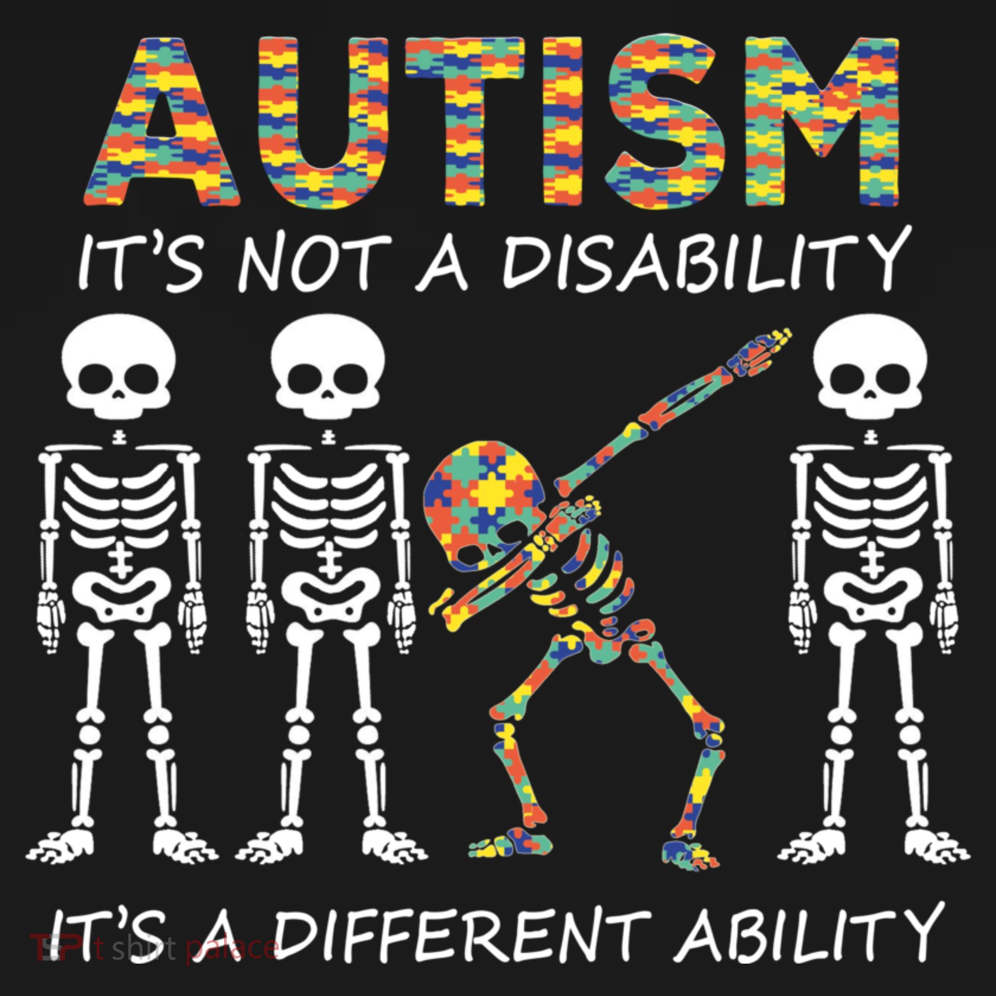 Autism It's A Different Ability Funny Dabbing Skeleton Gifts Button