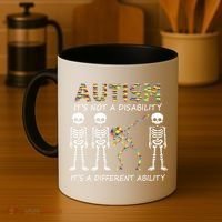 Autism It's A Different Ability Funny Dabbing Skeleton Gifts Coffee Mug thumb 4