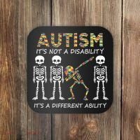 Autism It's A Different Ability Funny Dabbing Skeleton Gifts Coaster thumb 0