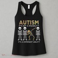 Autism It's A Different Ability Funny Dabbing Skeleton Gifts Women's Tank Top thumb 3