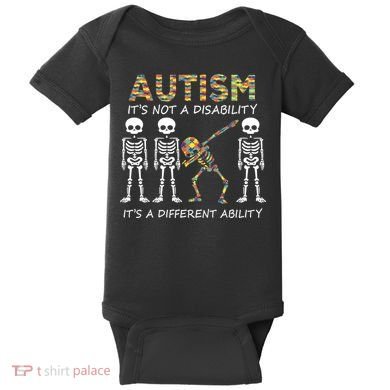 Autism It's A Different Ability Funny Dabbing Skeleton Gifts Baby Bodysuit