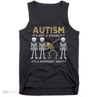 Autism It's A Different Ability Funny Dabbing Skeleton Gifts Tank Top thumb 0