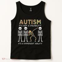 Autism It's A Different Ability Funny Dabbing Skeleton Gifts Tank Top thumb 2
