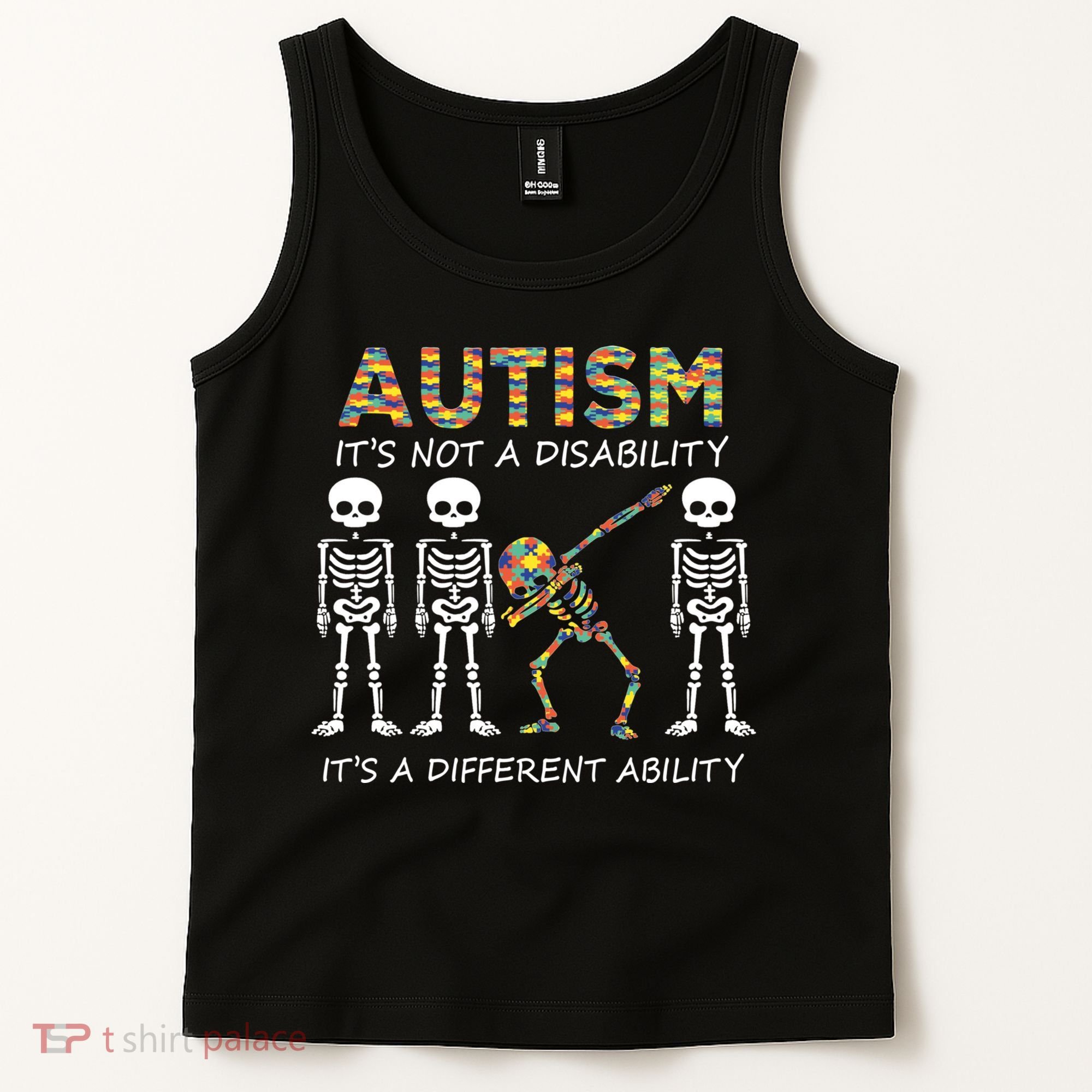 Autism It's A Different Ability Funny Dabbing Skeleton Gifts Tank Top