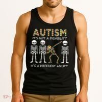 Autism It's A Different Ability Funny Dabbing Skeleton Gifts Tank Top thumb 3
