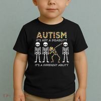 Autism It's A Different Ability Funny Dabbing Skeleton Gifts Toddler T-Shirt thumb 2