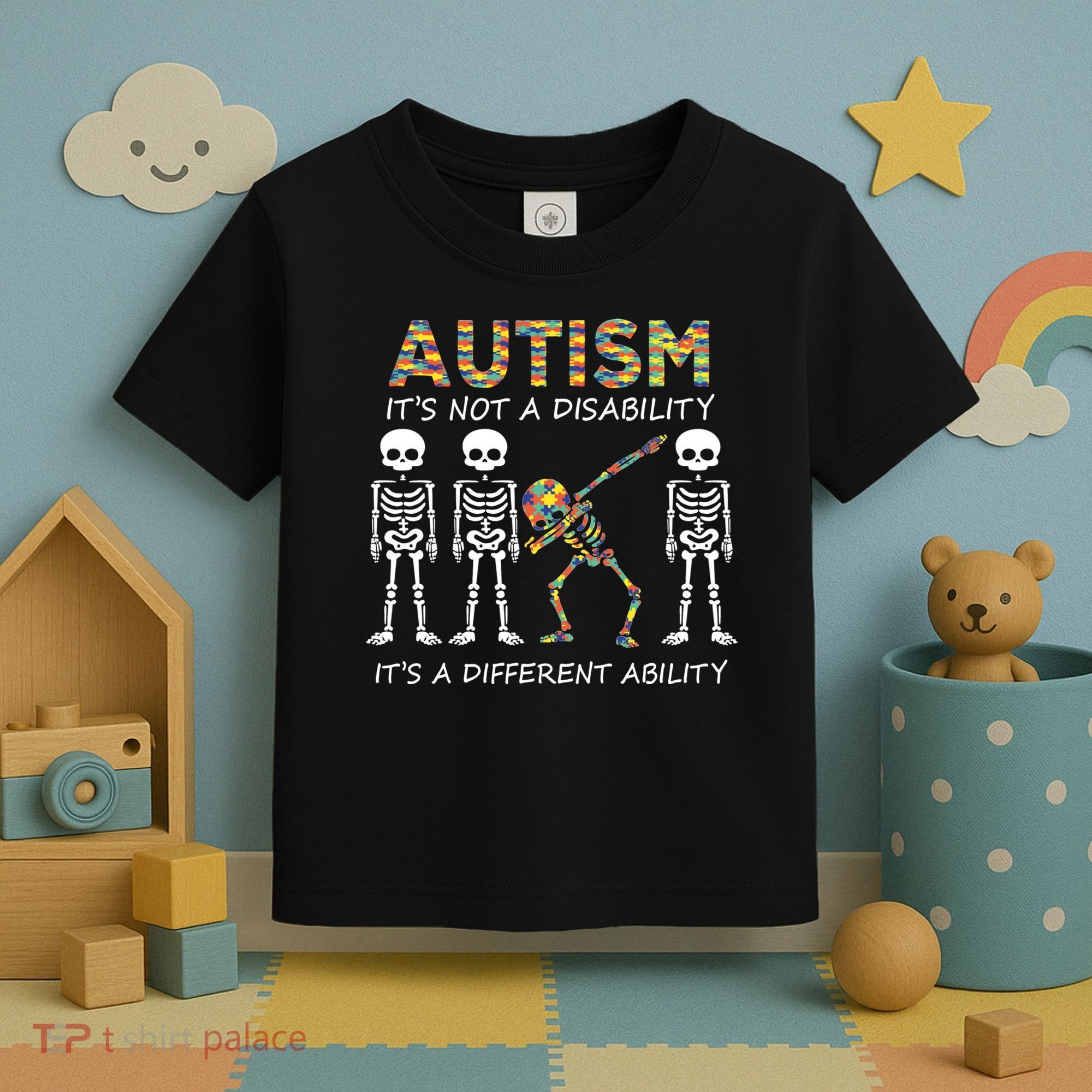 Autism It's A Different Ability Funny Dabbing Skeleton Gifts Toddler T-Shirt