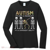Autism It's A Different Ability Funny Dabbing Skeleton Gifts Women's Long Sleeve Shirt thumb 0
