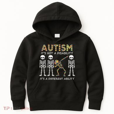 Autism It's A Different Ability Funny Dabbing Skeleton Gifts Kids Hoodie