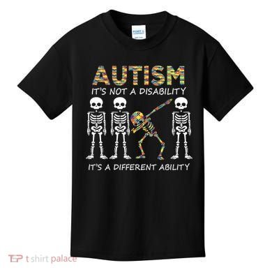 Autism It's A Different Ability Funny Dabbing Skeleton Gifts Kids T-Shirt