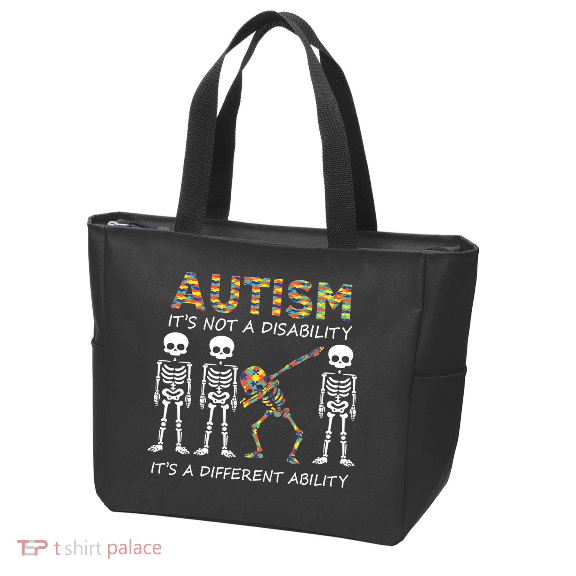 Autism It's A Different Ability Funny Dabbing Skeleton Gifts Tote Bag