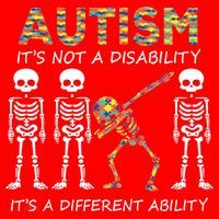 Autism It's A Different Ability Funny Dabbing Skeleton Gifts Santa Hat thumb 1