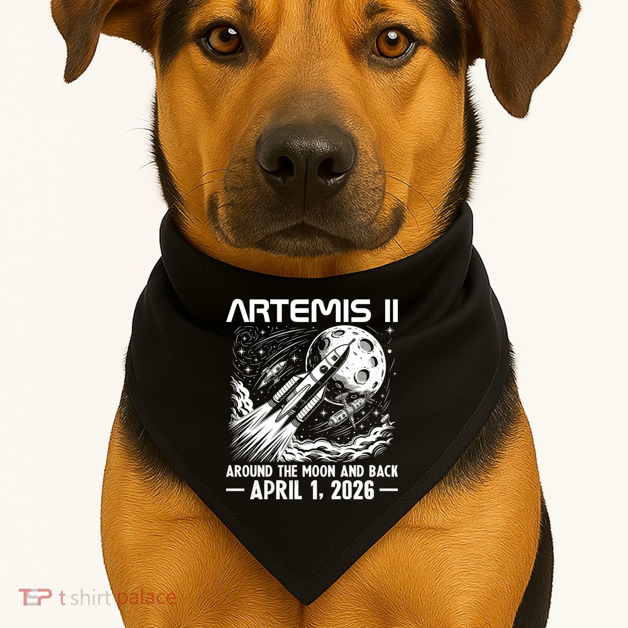 Artemis II Around The Moon And Back 2026 USA-Made Doggie Bandana