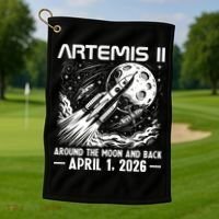 Artemis II Around The Moon And Back 2026 Golf Towel thumb 1