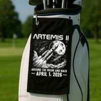 Artemis II Around The Moon And Back 2026 Golf Towel thumb 2