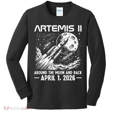Artemis II Around The Moon And Back 2026 Kids Long Sleeve Shirt