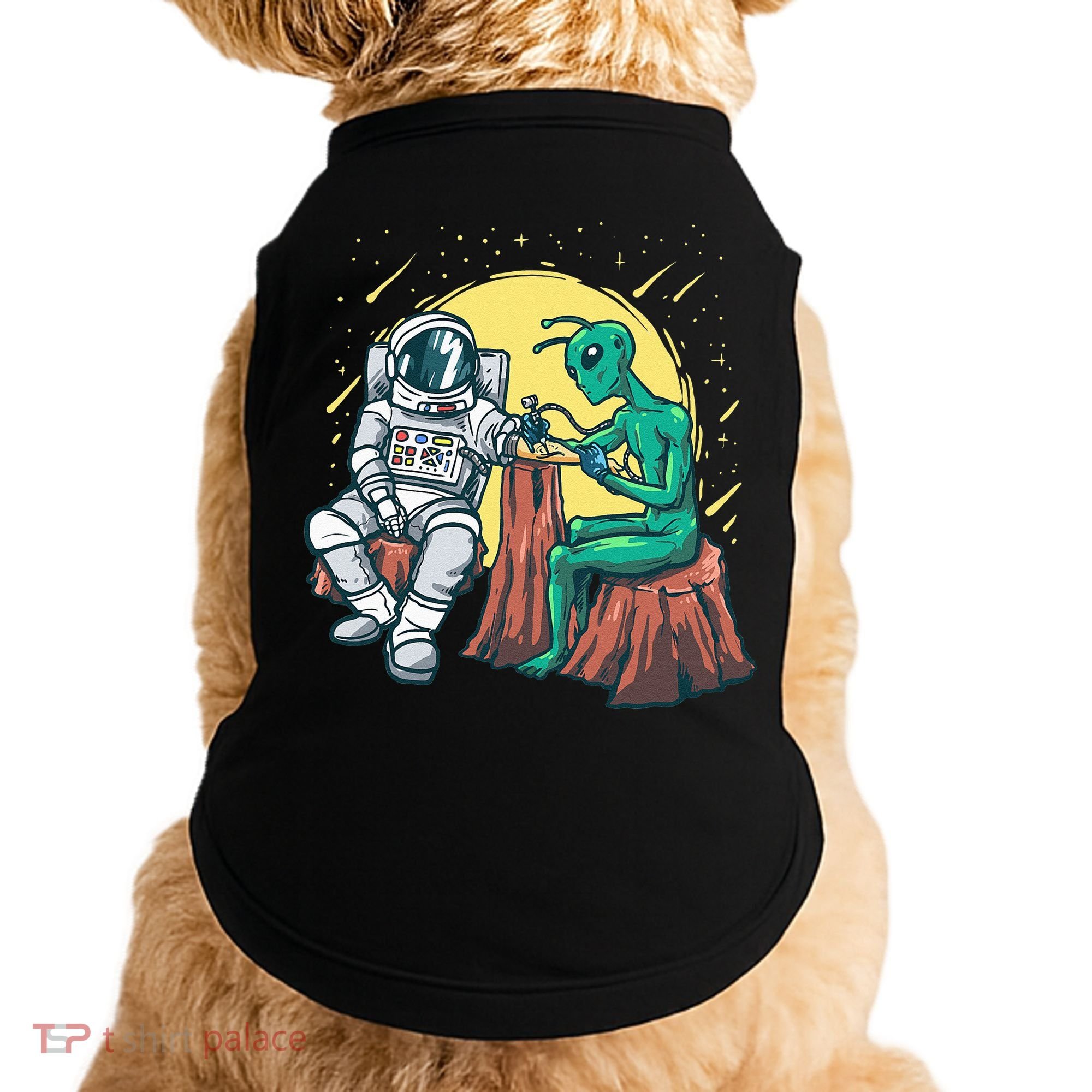 Alien Inking Astronaut Ink Funny Tattoo Artist Doggie Tank