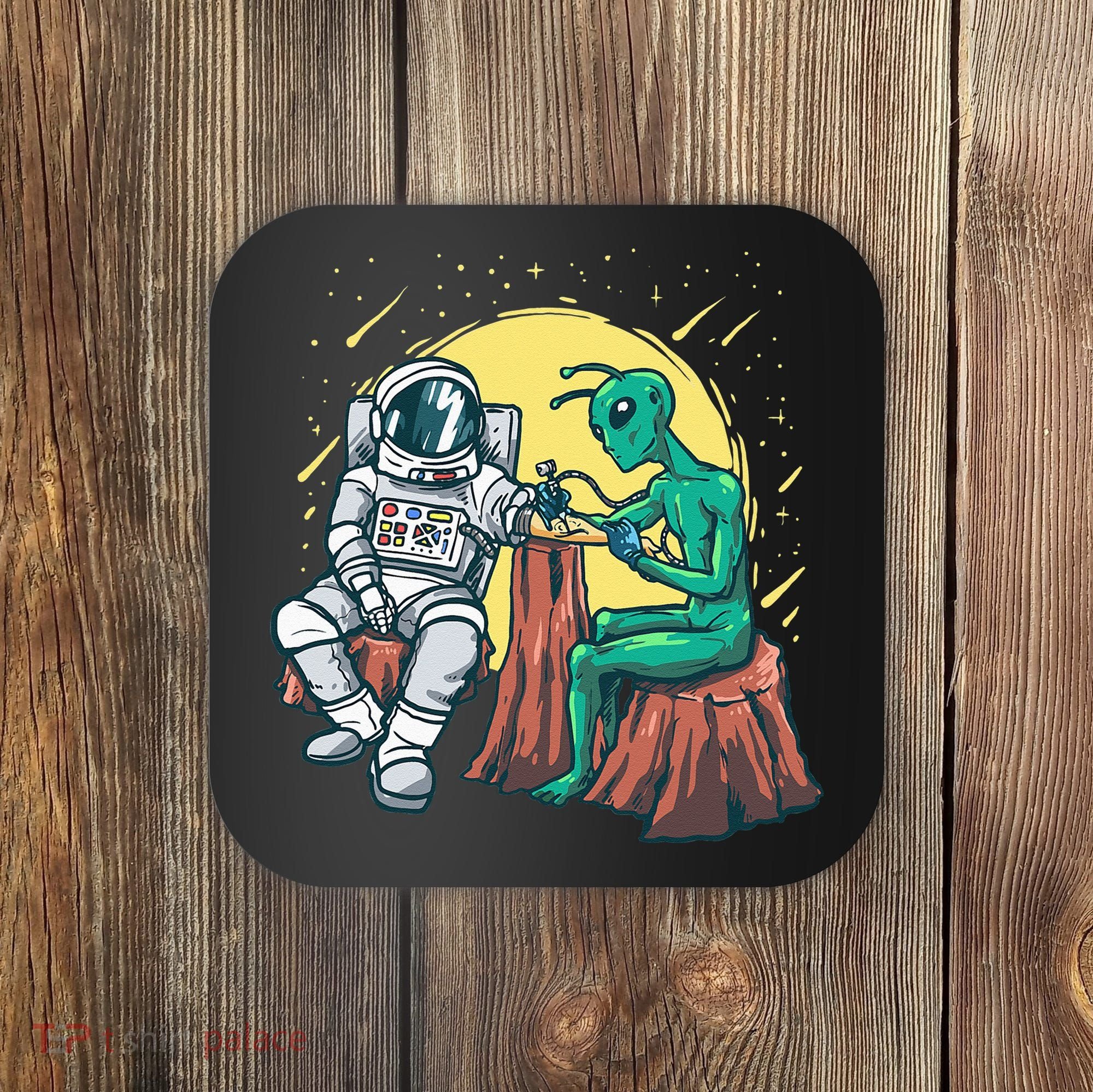 Alien Inking Astronaut Ink Funny Tattoo Artist Coaster