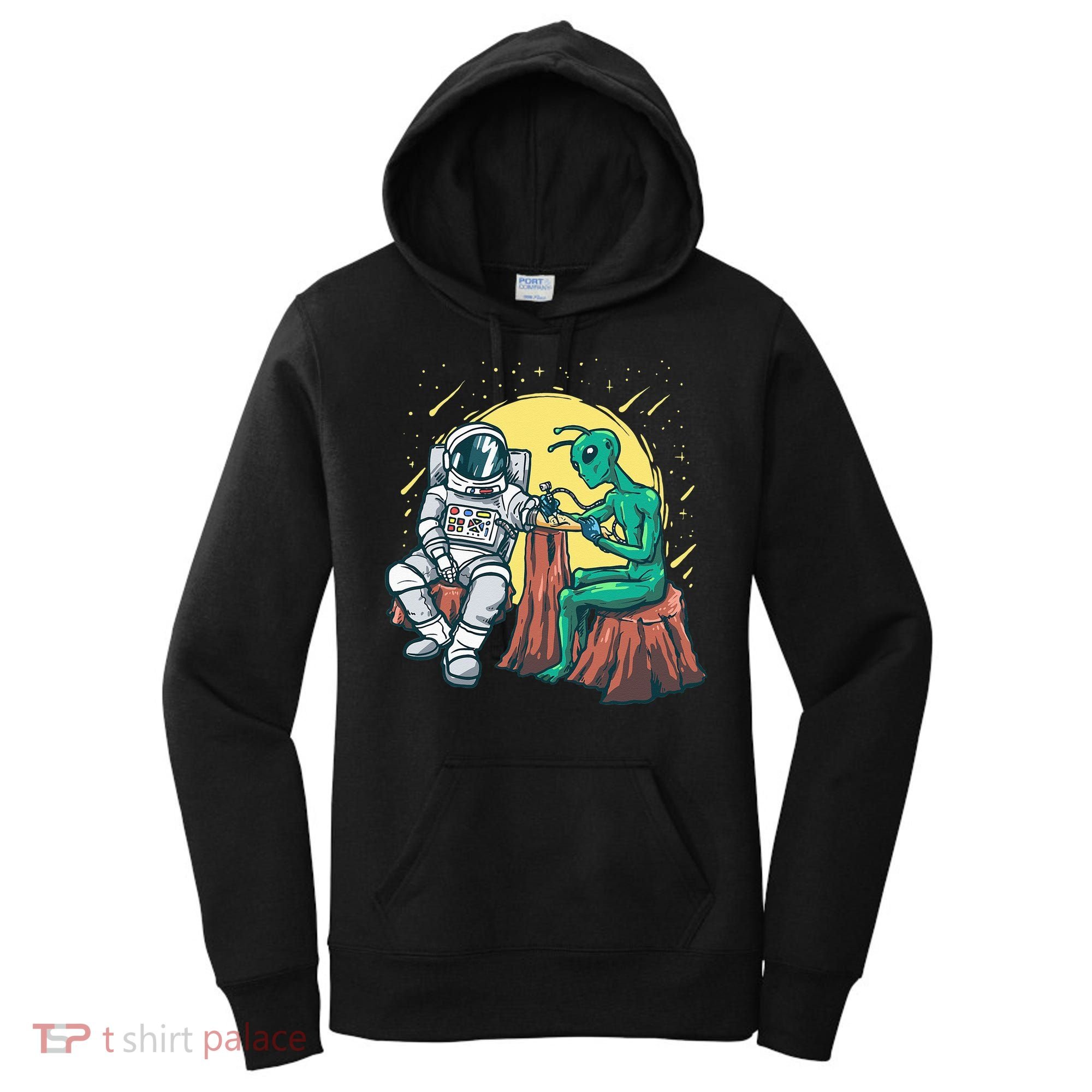 Alien Inking Astronaut Ink Funny Tattoo Artist Women's Hoodie
