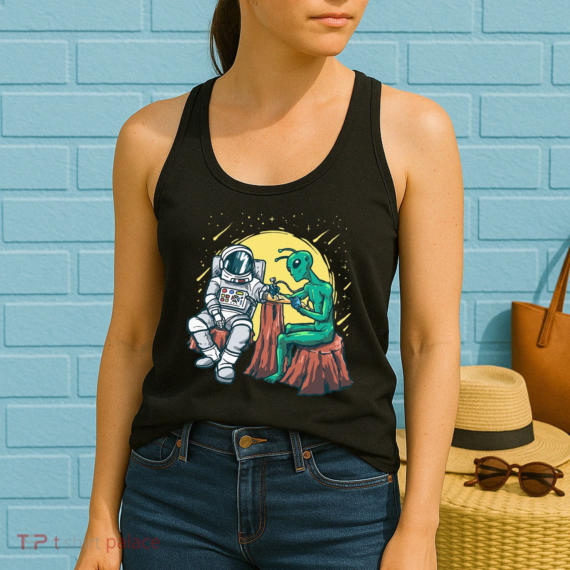 Alien Inking Astronaut Ink Funny Tattoo Artist Women's Tank Top