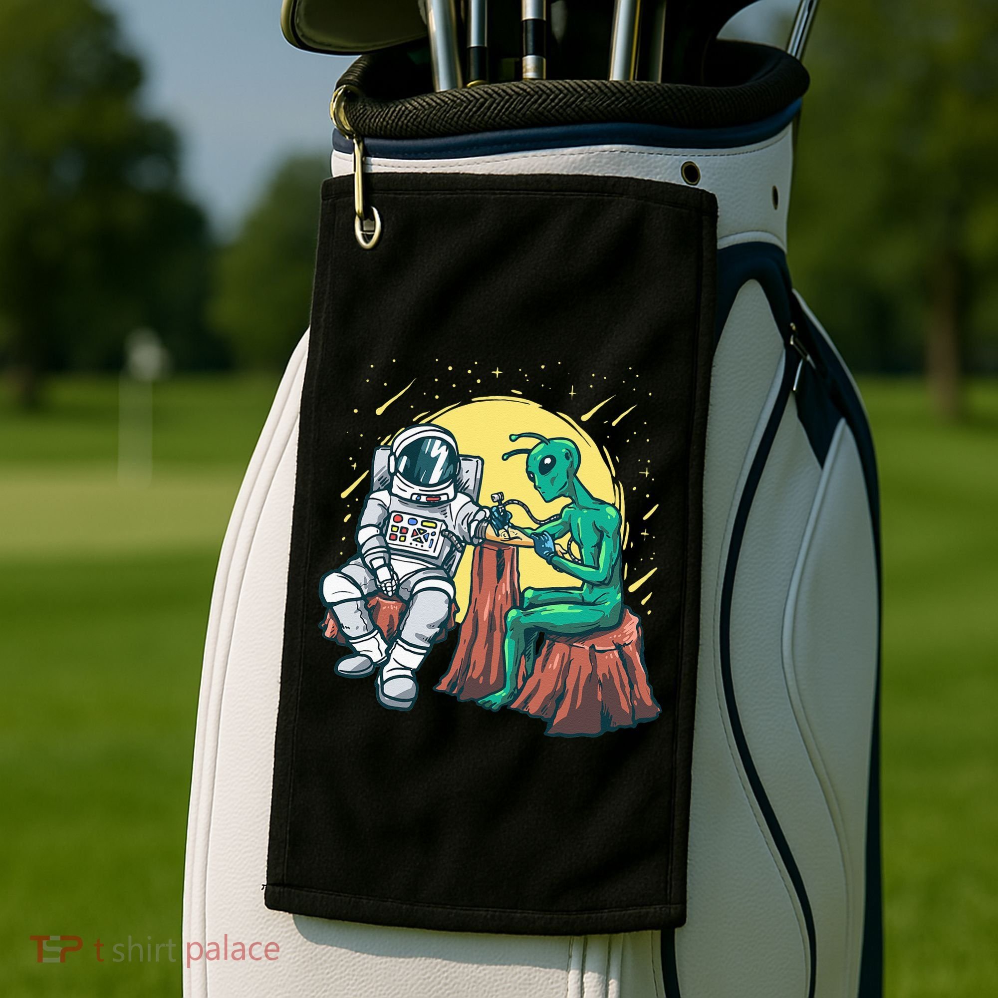 Alien Inking Astronaut Ink Funny Tattoo Artist Golf Towel