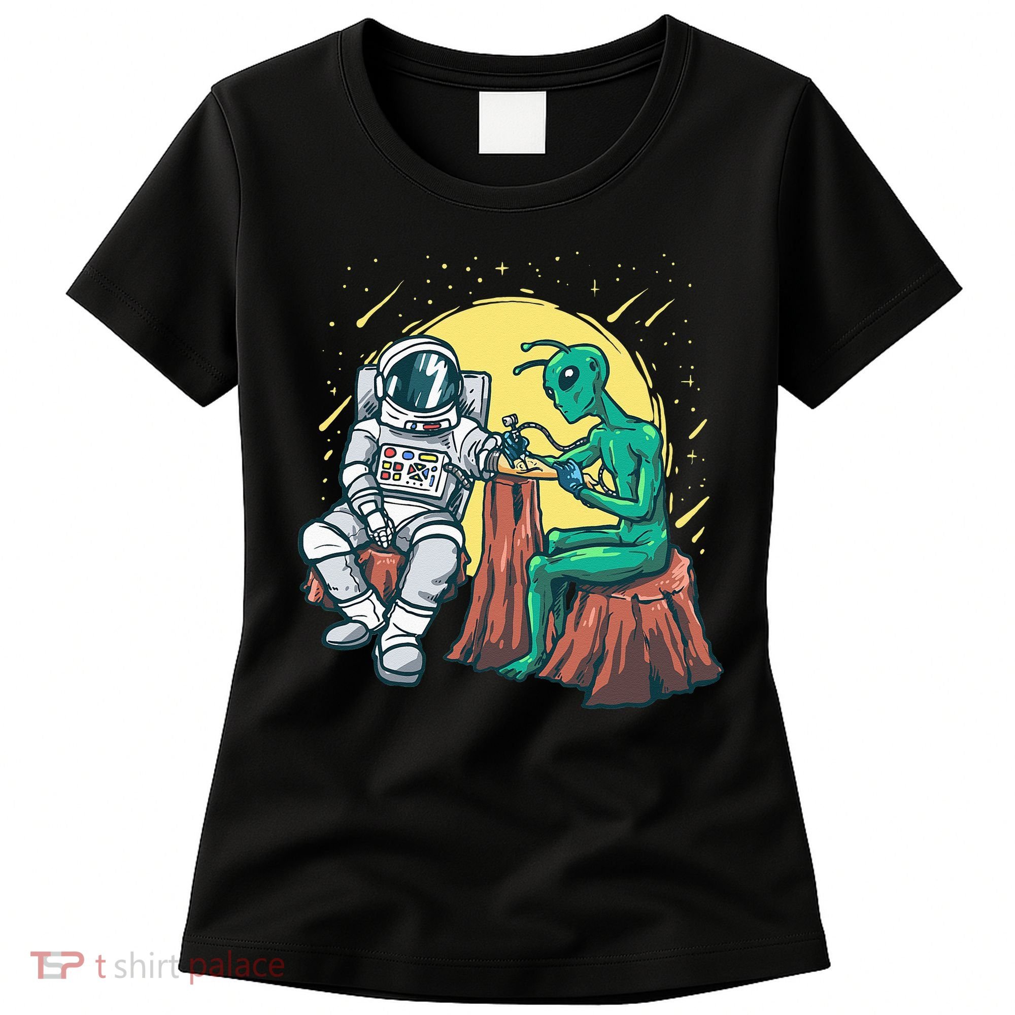Alien Inking Astronaut Ink Funny Tattoo Artist Women's T-Shirt