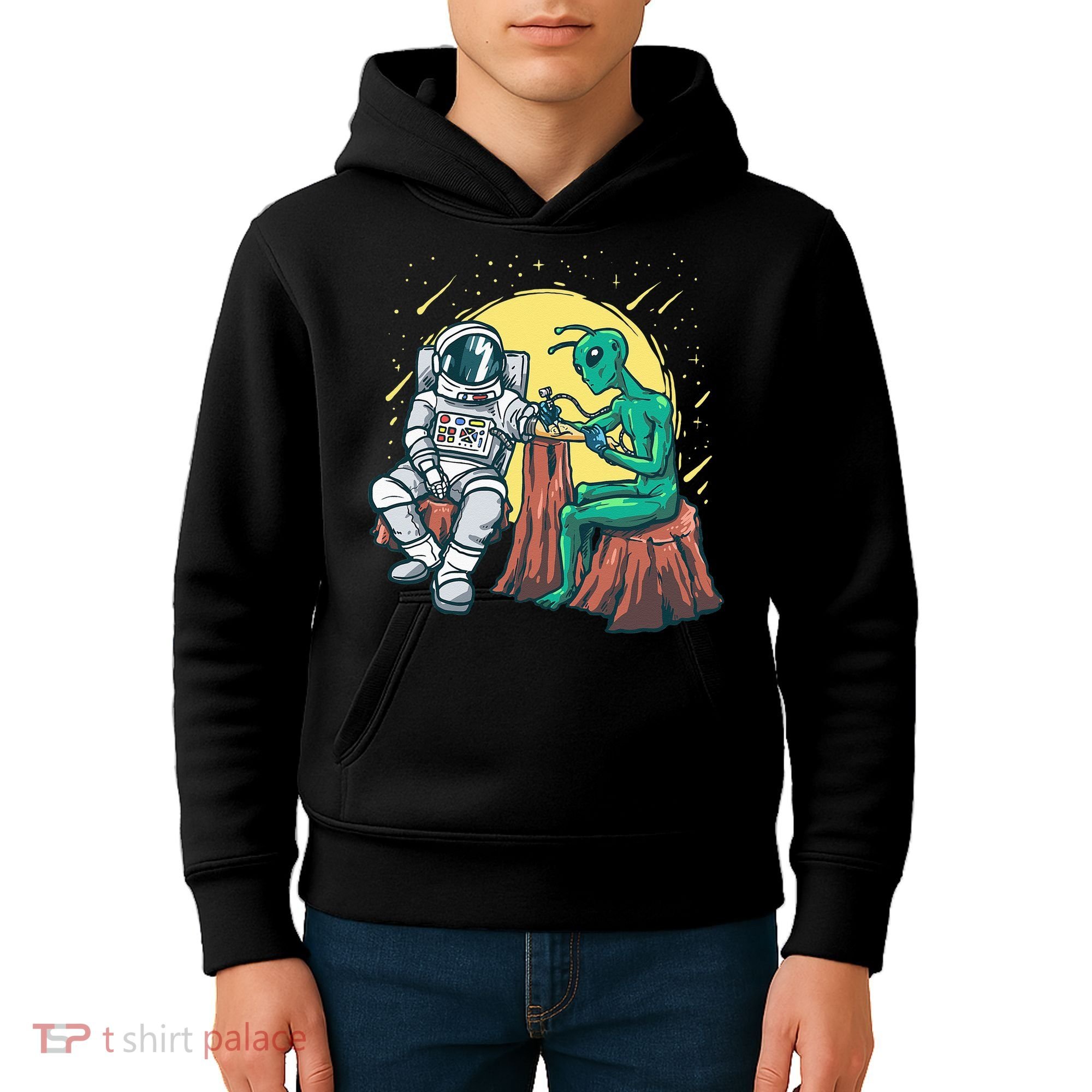 Alien Inking Astronaut Ink Funny Tattoo Artist Kids Hoodie