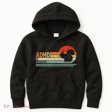 Adhd Is Awesome Cute Squirrel Kids Hoodie