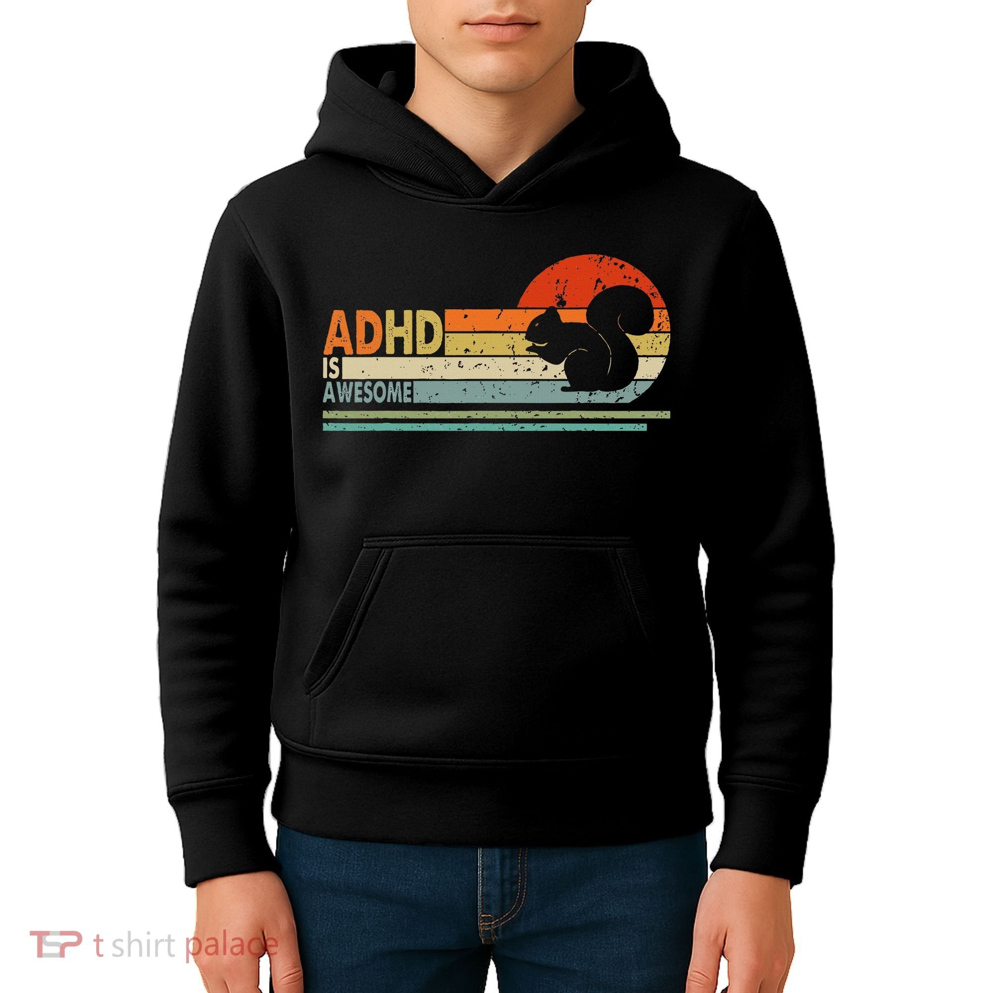 Adhd Is Awesome Cute Squirrel Kids Hoodie