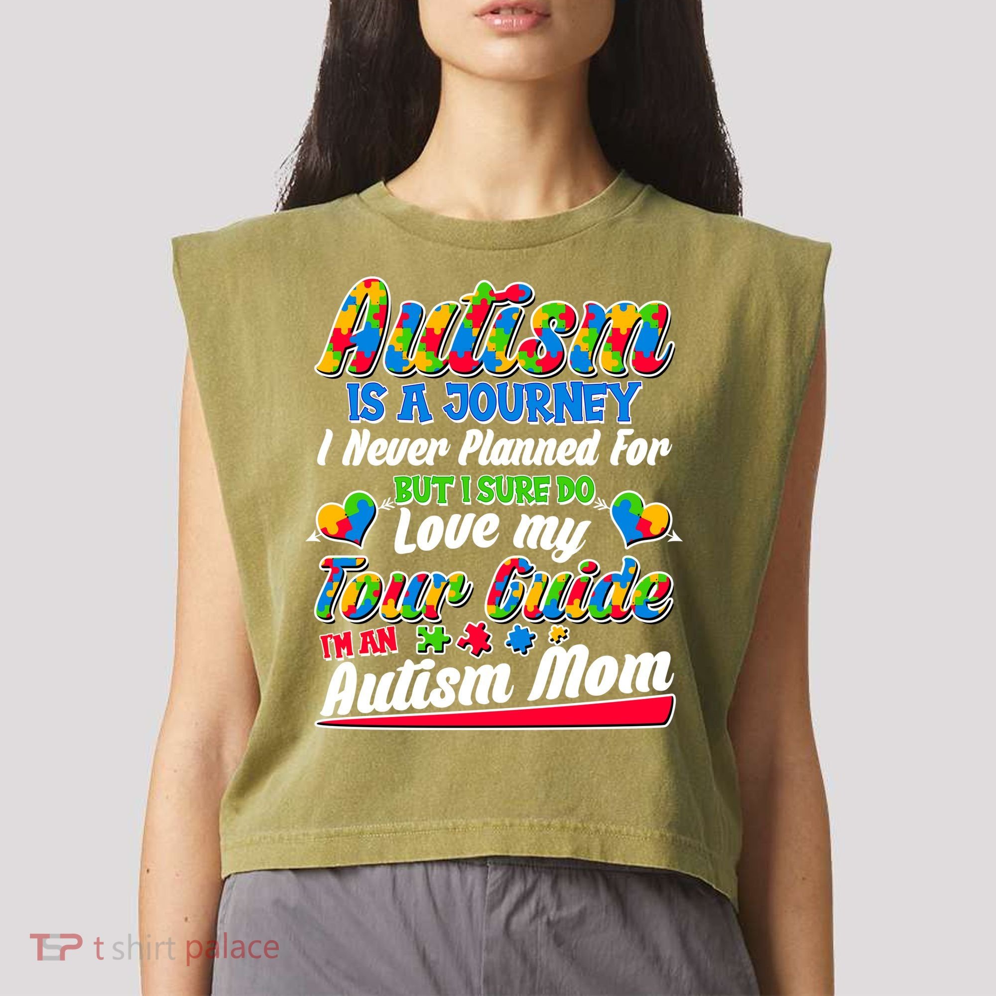 Autism Is A Journey I'm An Autism Mom Garment-Dyed Women's Muscle Tee
