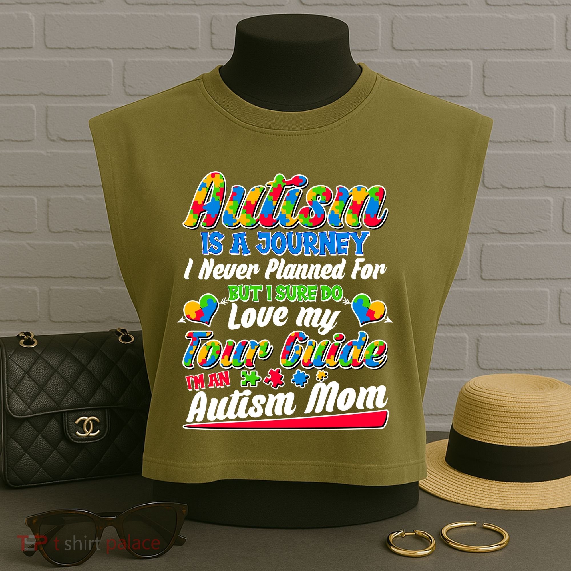 Autism Is A Journey I'm An Autism Mom Garment-Dyed Women's Muscle Tee