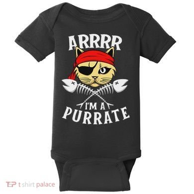 Arrrr IM A Purrate Cat Buccaneer Freebooter Baby Bodysuit