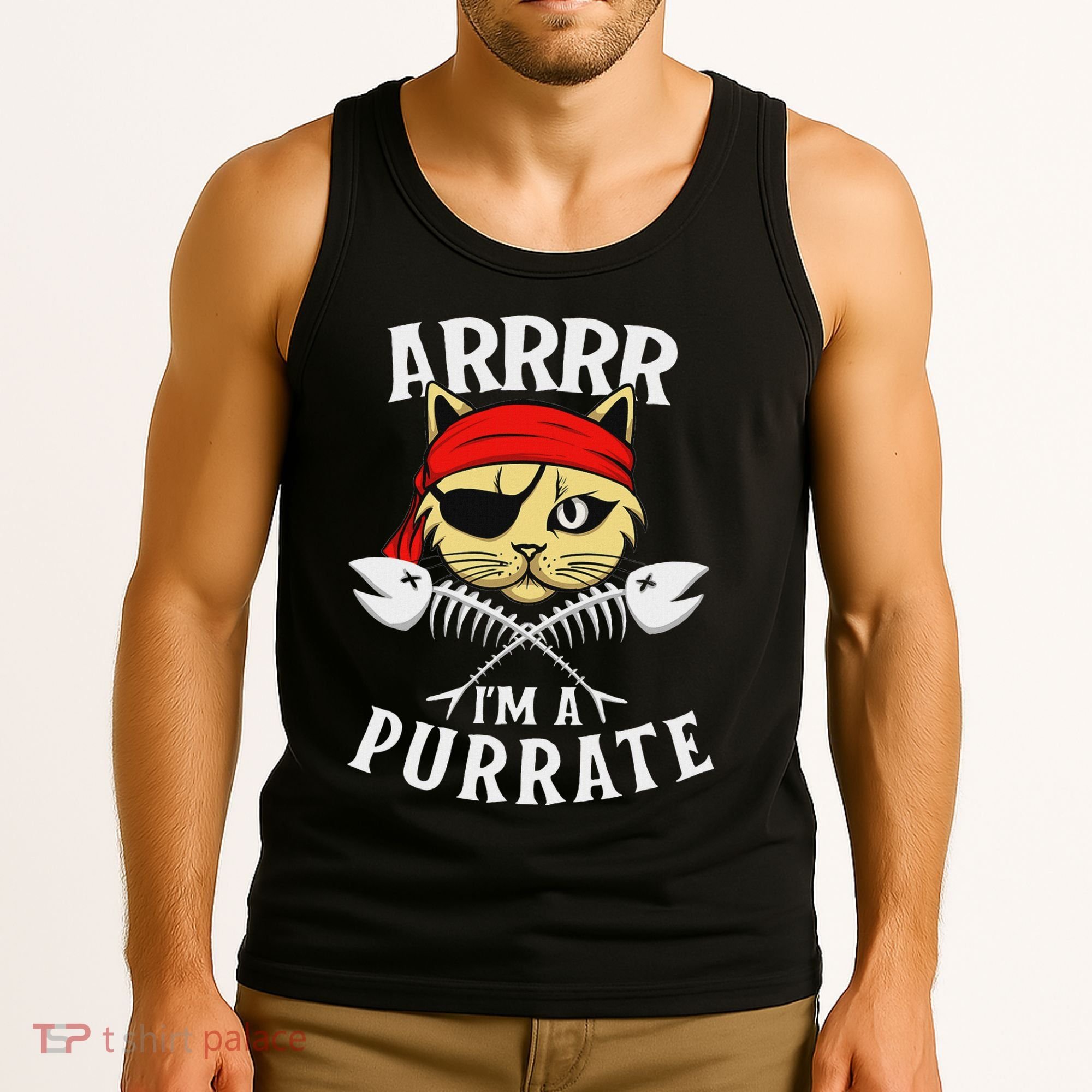 Arrrr IM A Purrate Cat Buccaneer Freebooter Tank Top