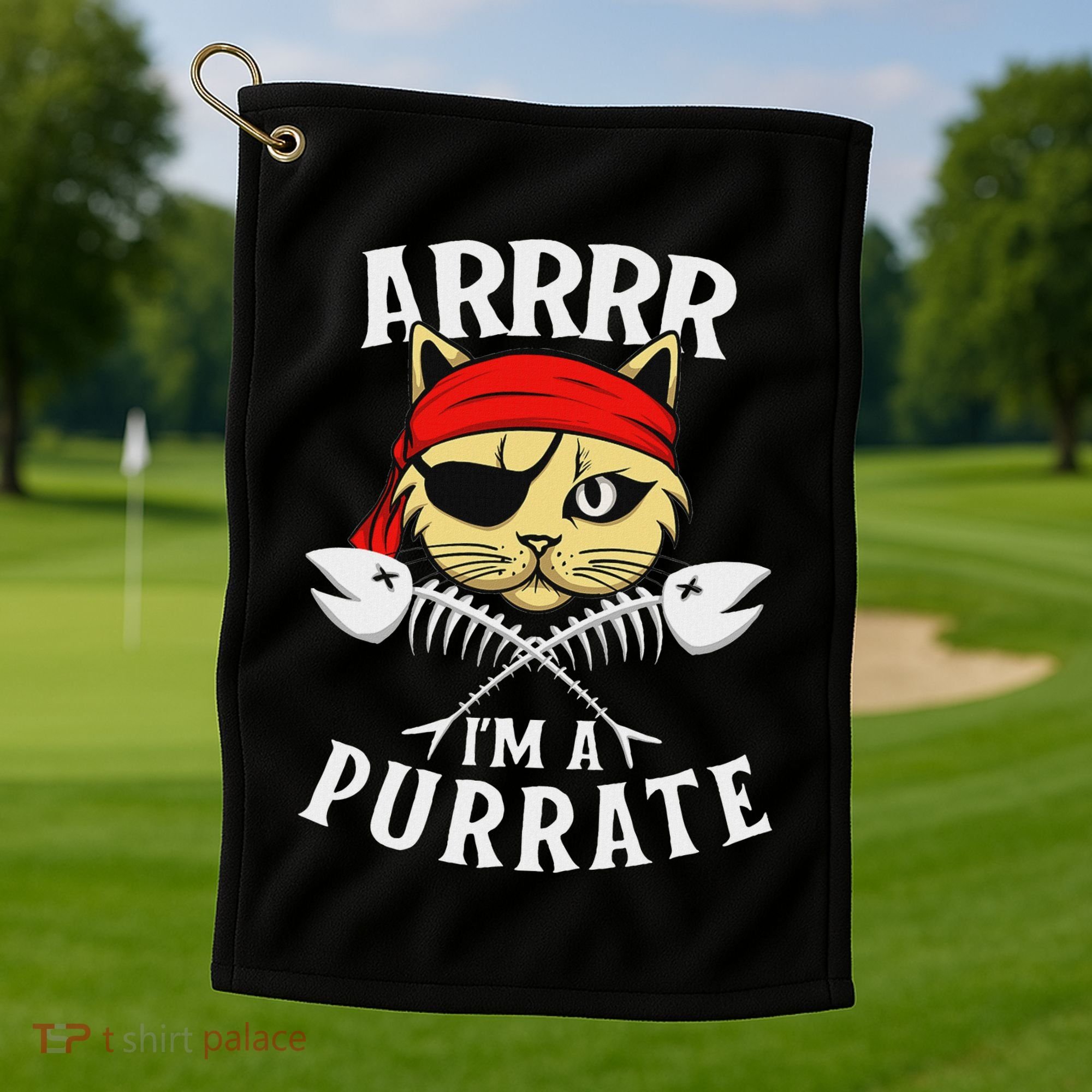 Arrrr IM A Purrate Cat Buccaneer Freebooter Golf Towel