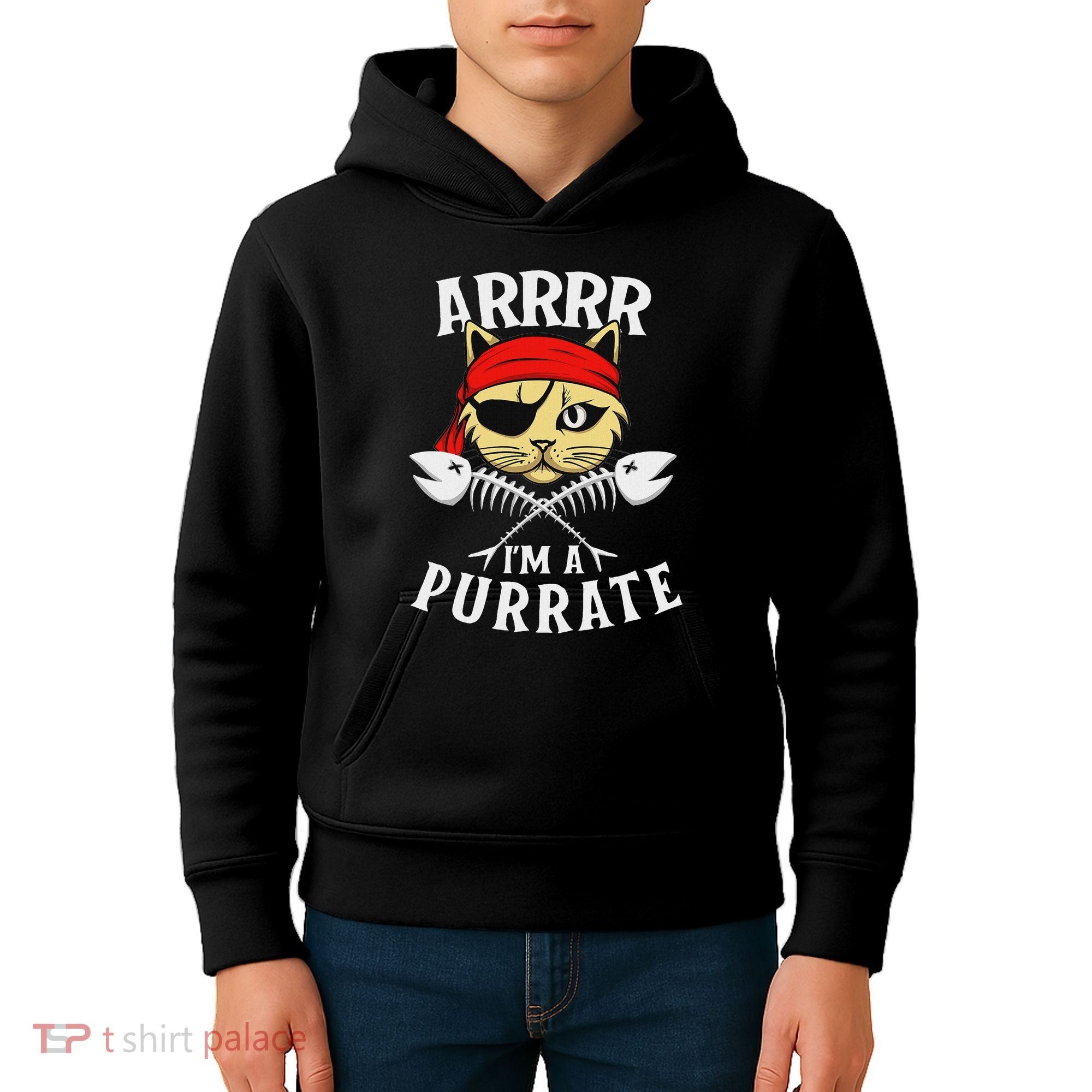 Arrrr IM A Purrate Cat Buccaneer Freebooter Kids Hoodie