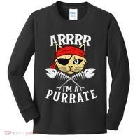 Arrrr IM A Purrate Cat Buccaneer Freebooter Kids Long Sleeve Shirt thumb 0