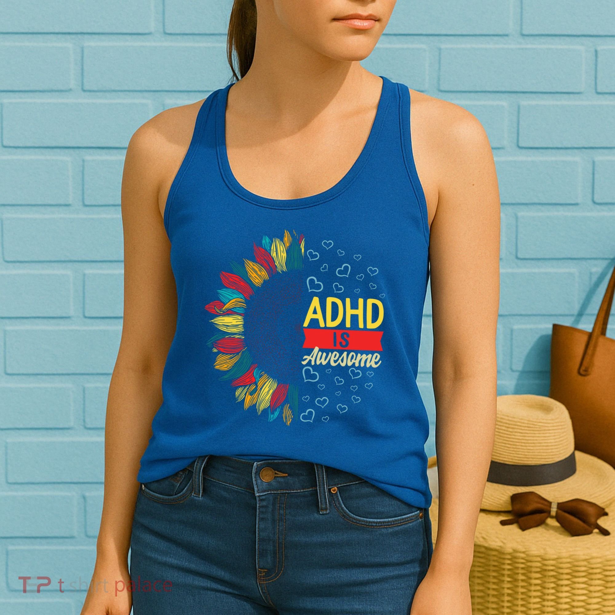 Adhd Is Awesome Tal Health Neurodiversity Adhd Awareness Meaningful Gift Women's Tank Top