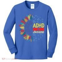 Adhd Is Awesome Tal Health Neurodiversity Adhd Awareness Meaningful Gift Kids Long Sleeve Shirt thumb 0