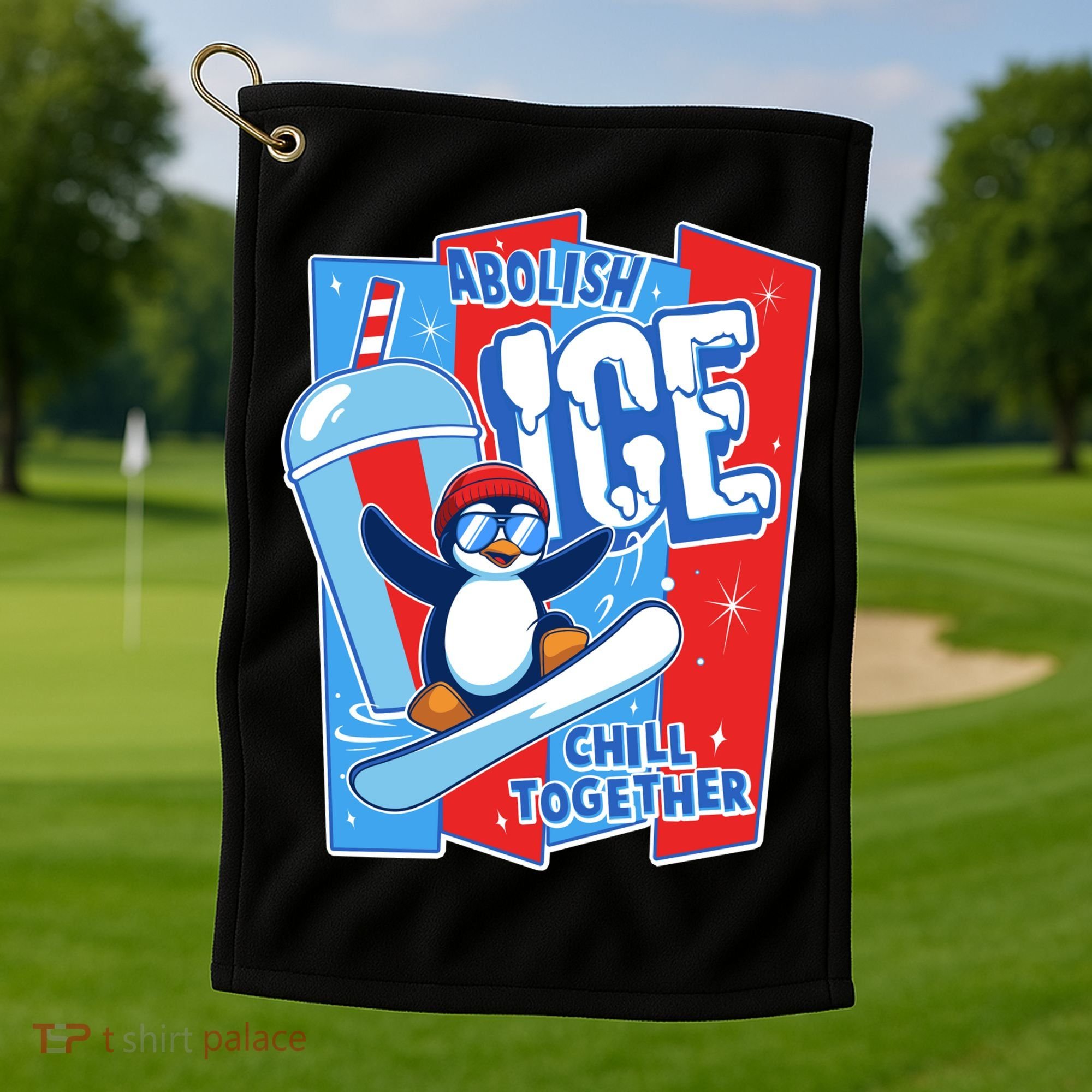Anti ICE Abolish ICE Chill Together Penguin Golf Towel