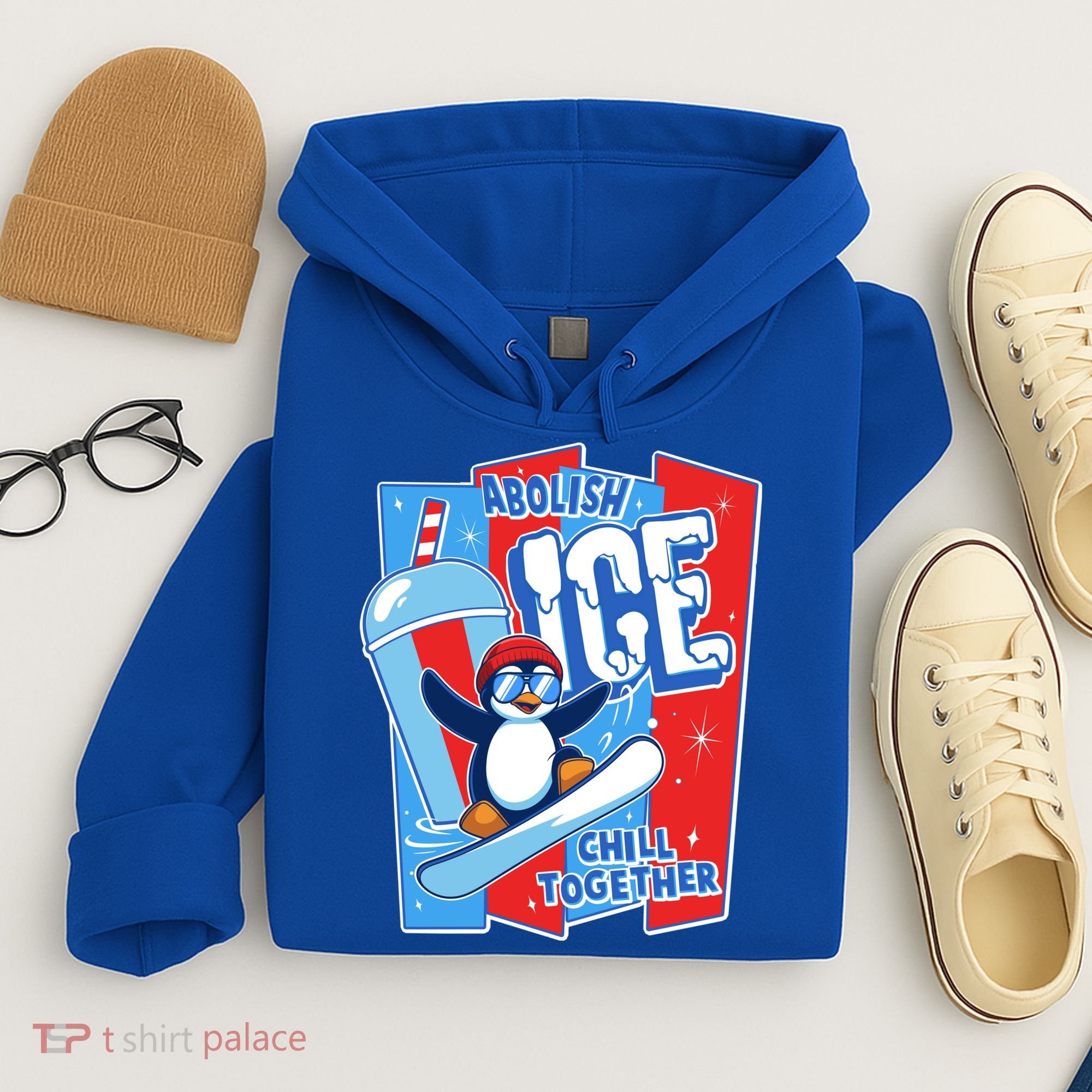Anti ICE Abolish ICE Chill Together Penguin Hoodie