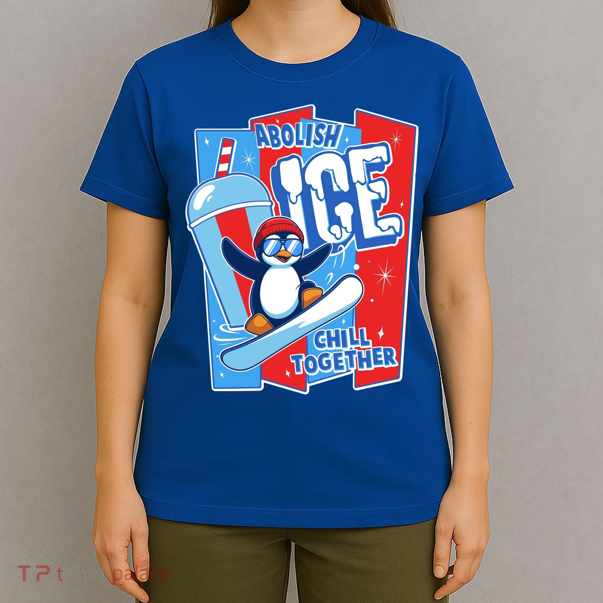 Anti ICE Abolish ICE Chill Together Penguin T-Shirt