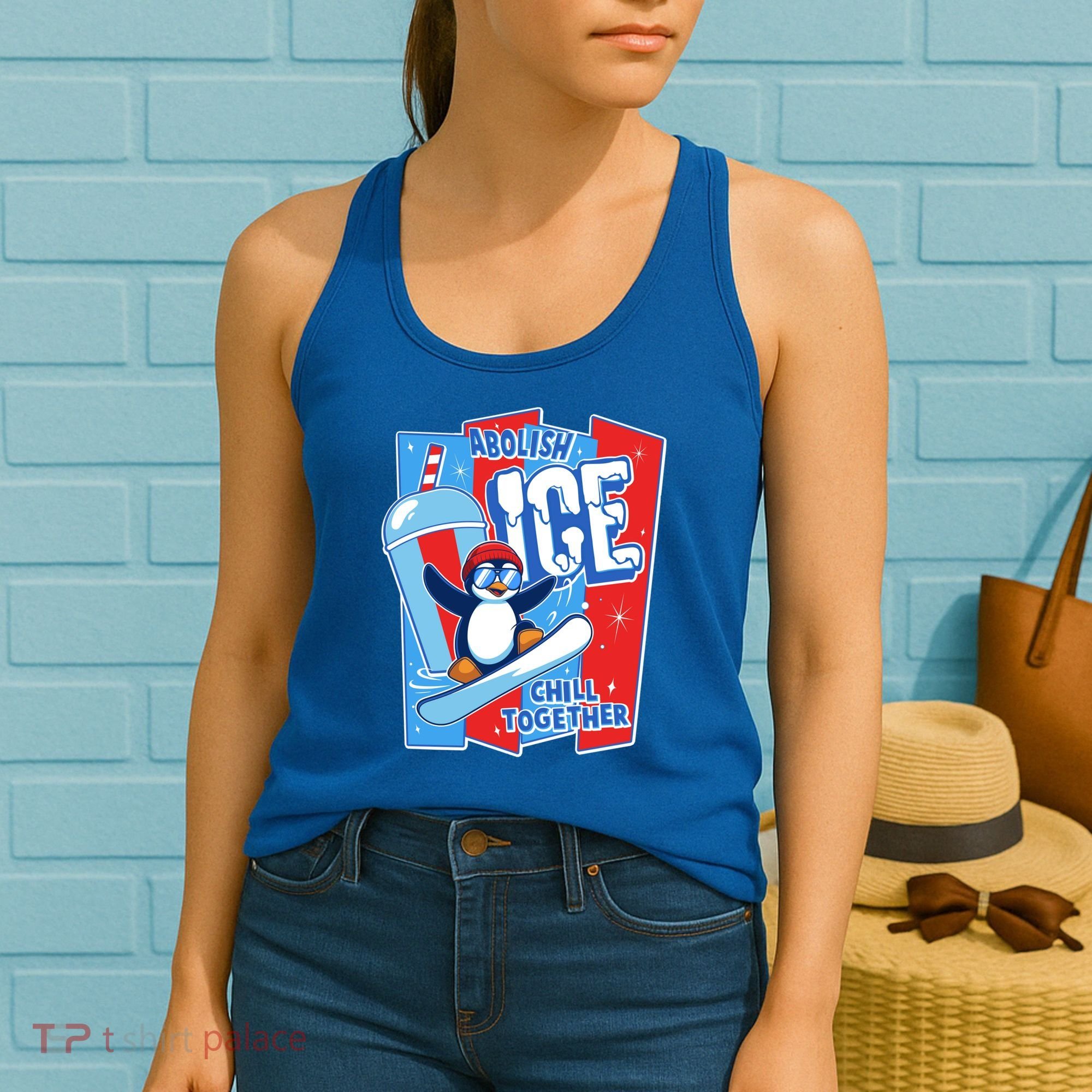 Anti ICE Abolish ICE Chill Together Penguin Women's Tank Top