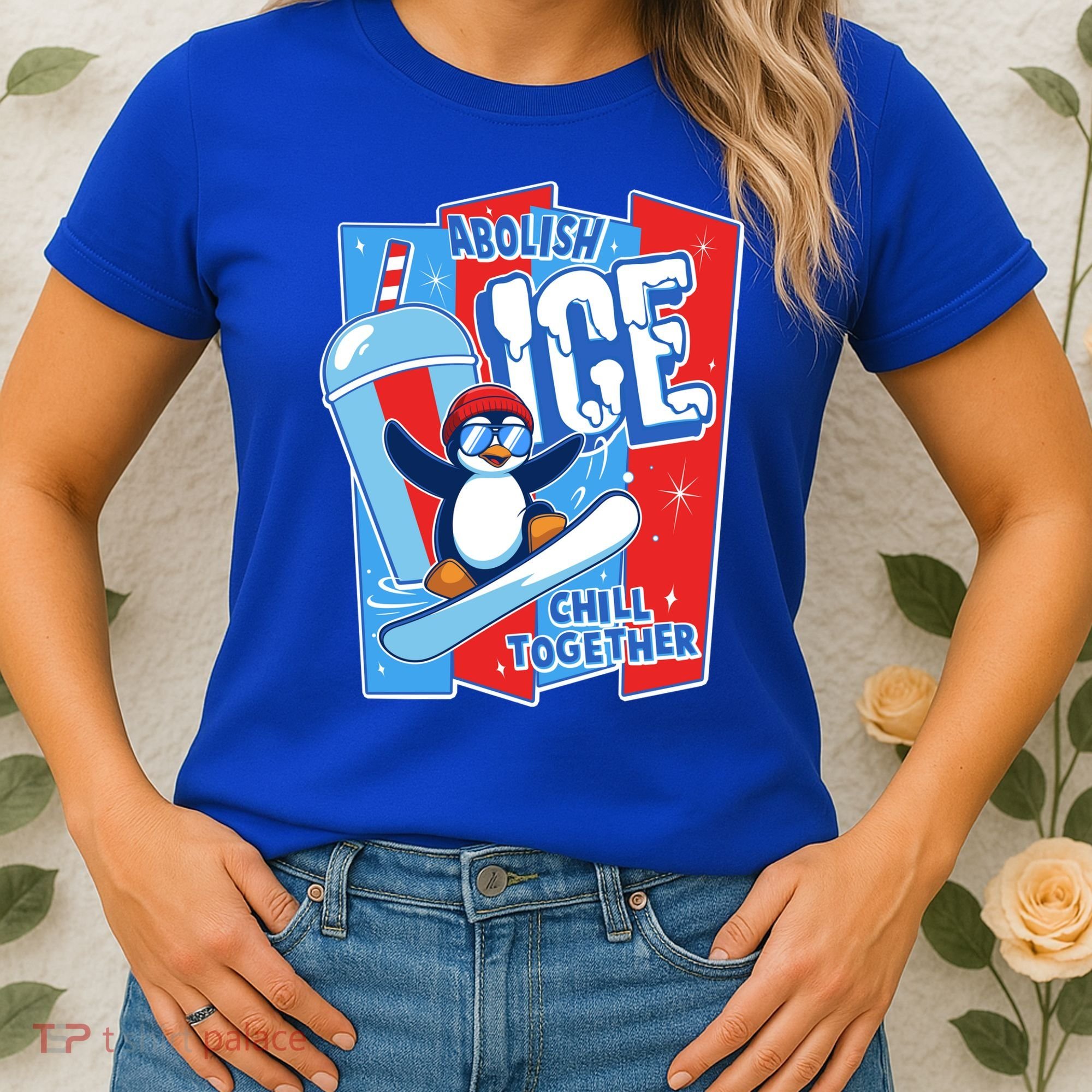 Anti ICE Abolish ICE Chill Together Penguin Women's T-Shirt