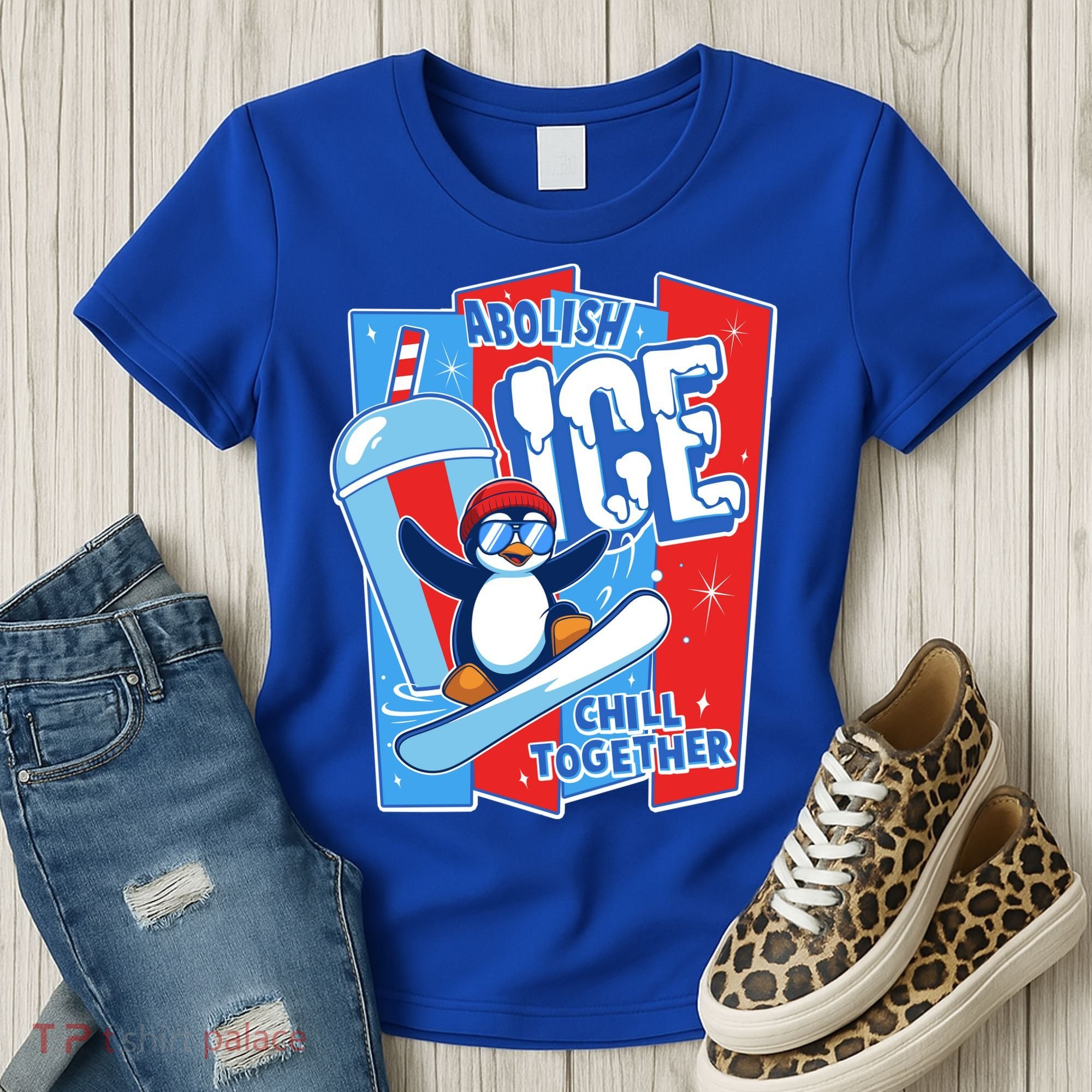 Anti ICE Abolish ICE Chill Together Penguin Women's T-Shirt